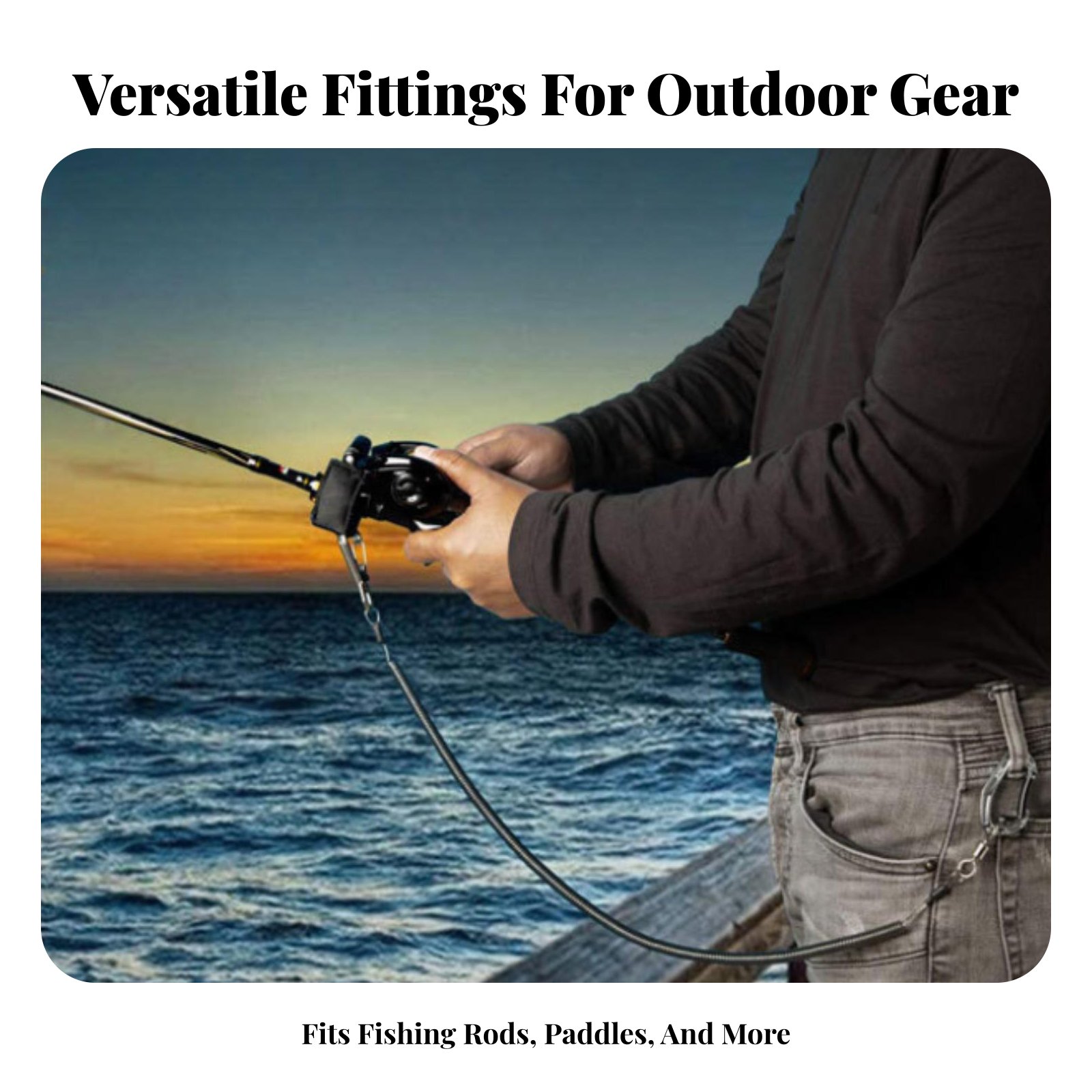 Fishing Kayak Paddle Leash - Geri çekilebilir çubuk tasma ayarlanabilir sarmal